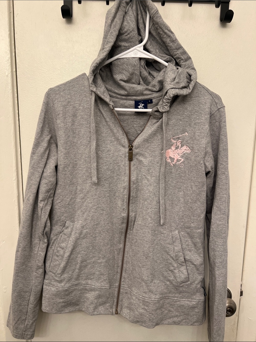 Beverly Hills Polo Club Sport Fit Women’s Zip-Up Hooded Jacket with Pink Logo